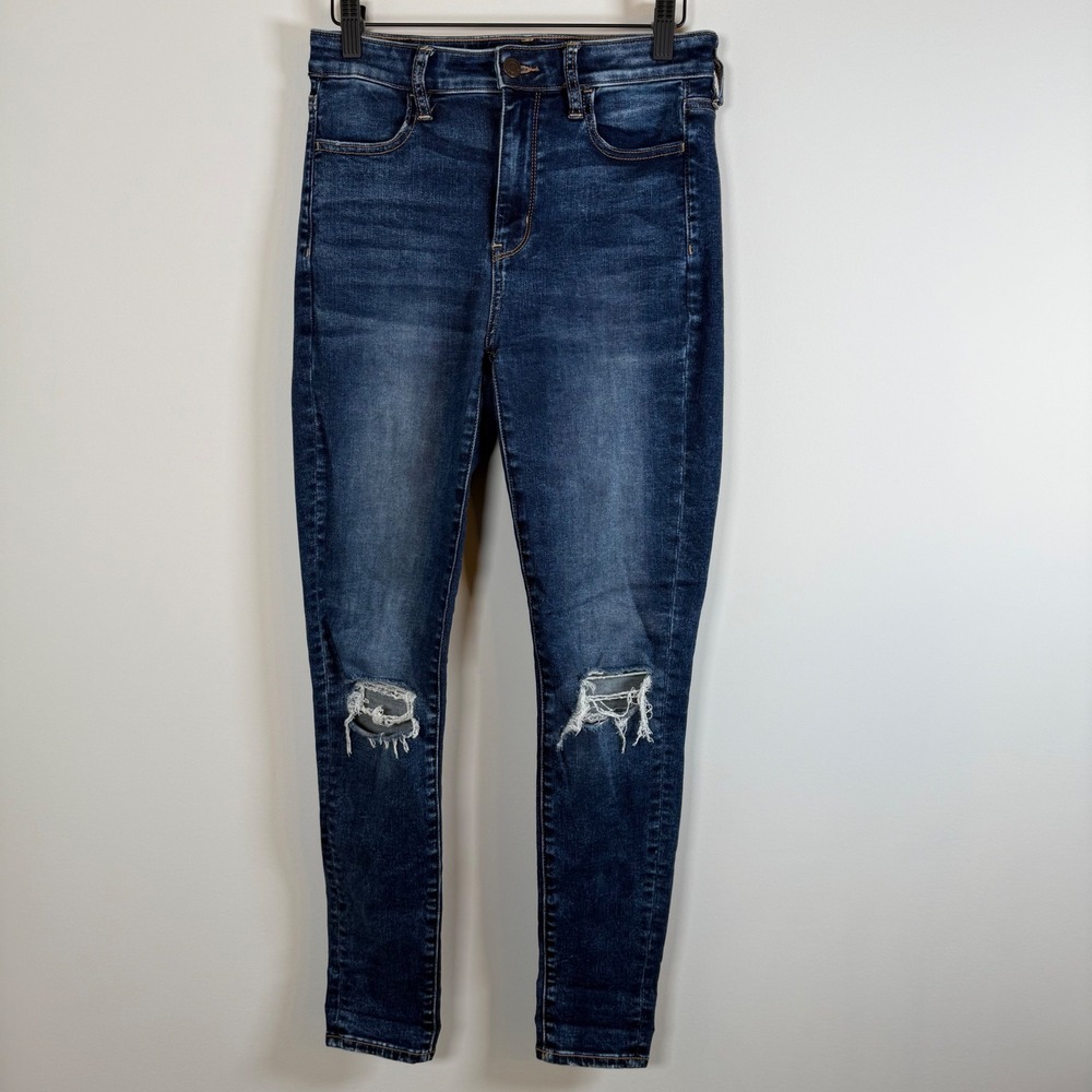 American Eagle Super Hi Rise Jegging Jeans Dark Wash Ripped 4 Next Level Stretch